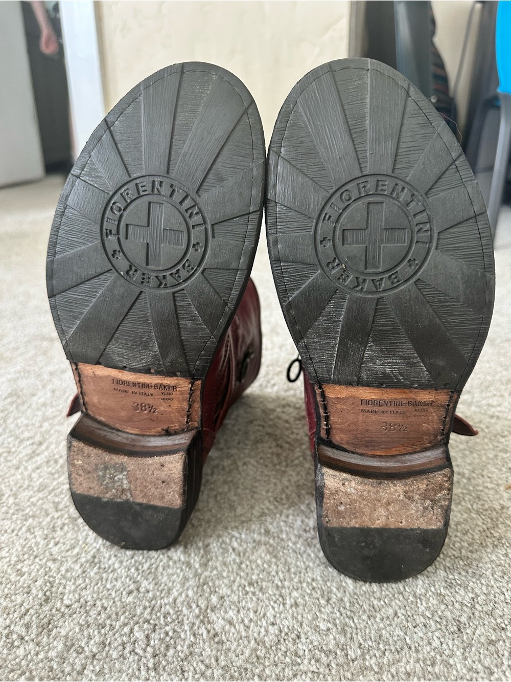 Fiorentini + Baker Deep Red Ankle Boots with Buckle Size 8.5 (38.5 Euro) - Picture 4 of 6
